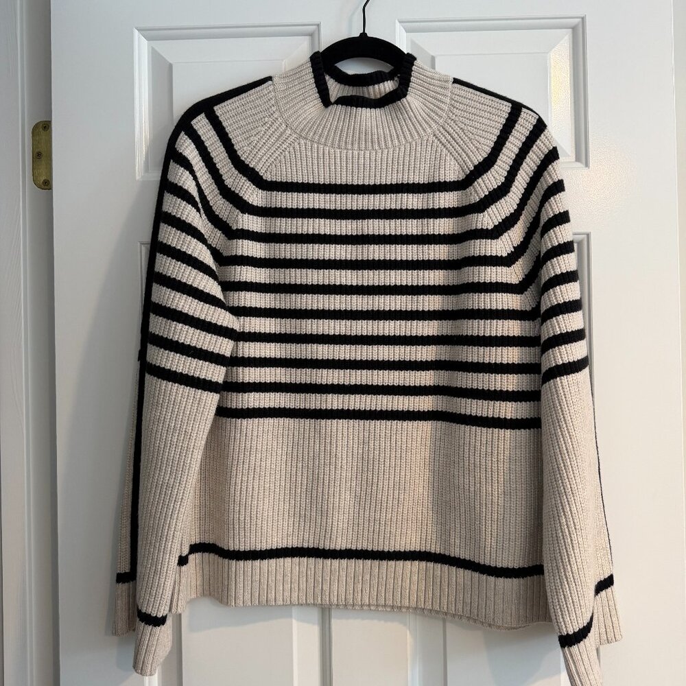 Ann Taylor Breton Stripe Mockneck Sweater Medium